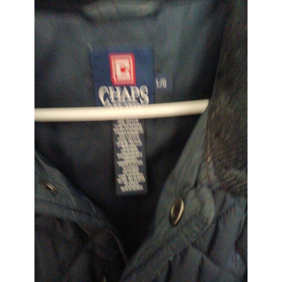 Chaps Quilted Jacket Navy Blue Coat Snap Front Corduroy Collar - Picture 3 of 3
